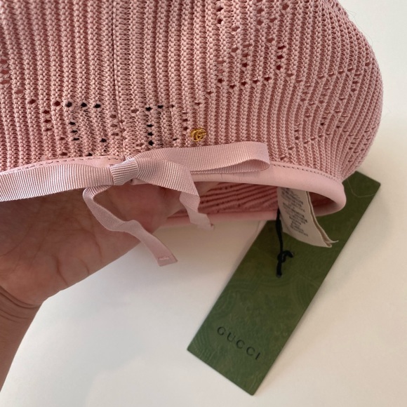 Gucci Beret Crochet Perforated Hat Pink Size Medium - Picture 9 of 15
